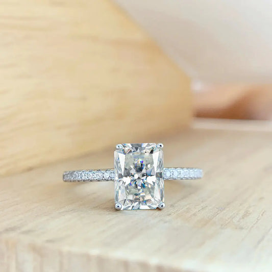 Rectangle Cut Moissanite Ring