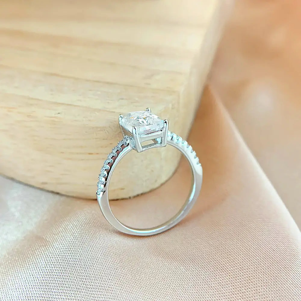 Rectangle Cut Moissanite Ring