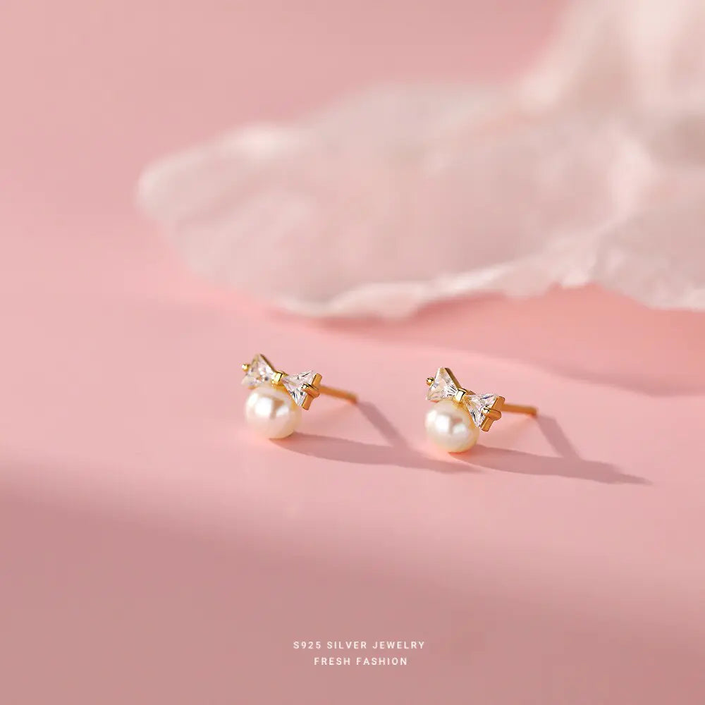 Pearl Bow Earrings