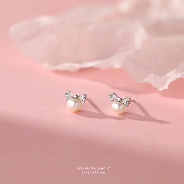 Pearl Bow Earrings